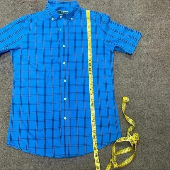 Men’s Club Room Blue Plaid Short Sleeve button down Casual shirt Size Small - Picture 5 of 8